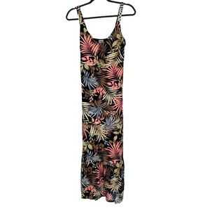 Hurley Maxi Dress Womens Small Black Pink Floral Tropical Adjustable Straps